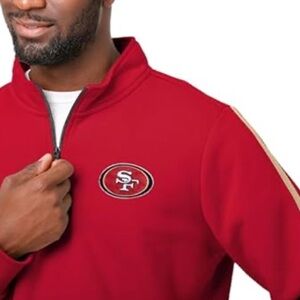 NFL Men’s Full Zip Tail Drop San Francisco 49rs Logo Red with Grey Jacket. SizeL